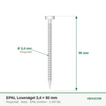 Akdeniz EPAL Losenägel 3,4 × 90 mm mit Ringschaft, Maßzeichnung